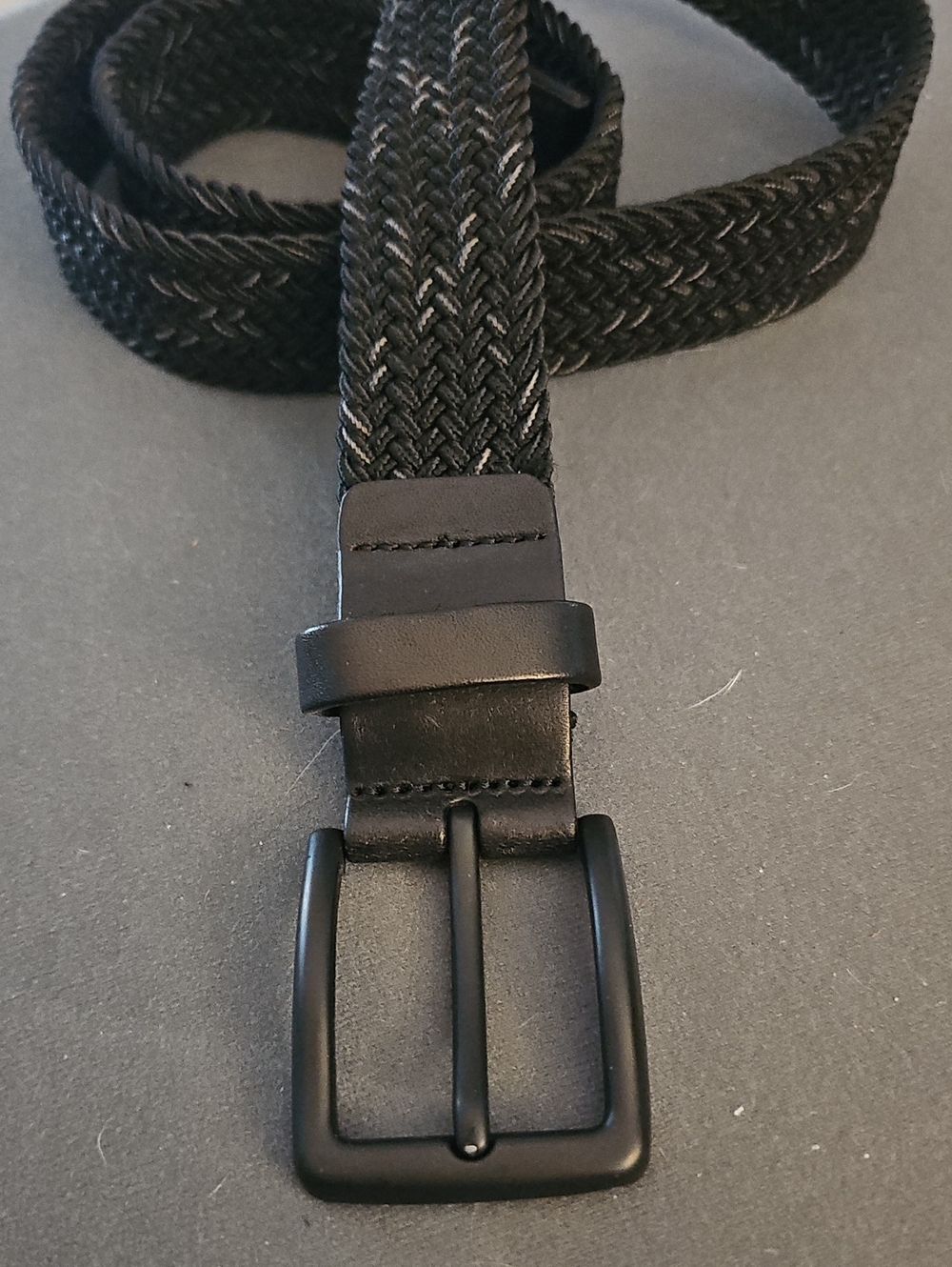 Larsson & Co Stockholm Braided Elastic Belt Men Sz M Black Woven Stretch Leather